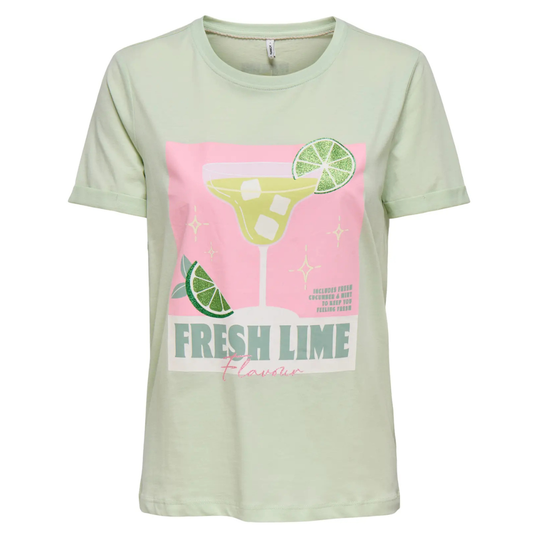ONLY Zelena Ženska Majica ONLKITA S/S DRINKS TOP BOX JRS